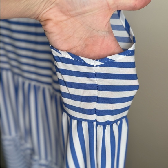 SHEIN Blue and White Striped Tiered Sleeveless Dress, Size Large - Picture 3 of 9